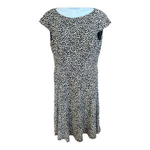 Anne Klein Animal Print Short Sleeve Drop Waist Shift Dress Women's Size 8